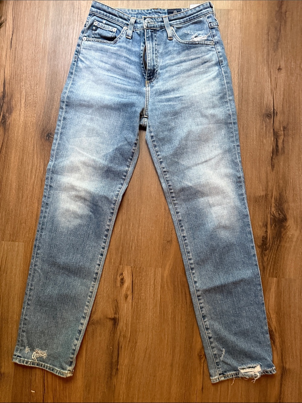 Ag Adriano Goldschmied Women's Straight Leg Light Blue Washed Jeans